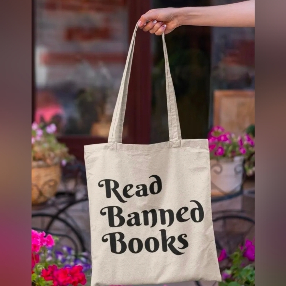 Read Banned Books Cotton Canvas Tote Bag - Natural